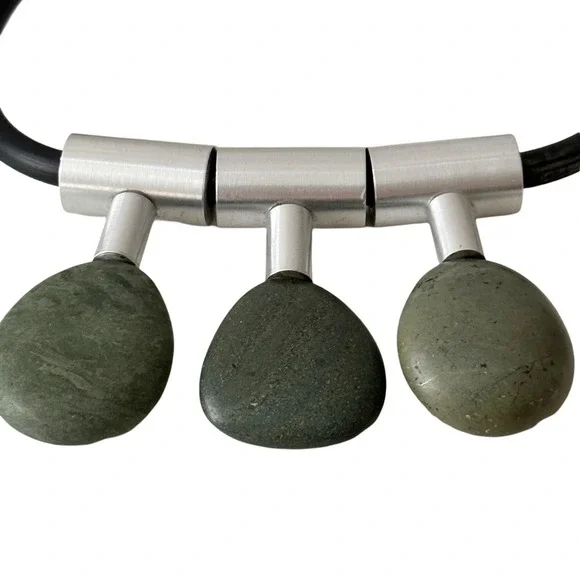 Whitney Museum Boho Statement Necklace Large Trendy Carnaval Handmade Sea Stones - Picture 4 of 16